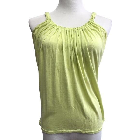To The Max Top Womens XS Tank Lime Green Gathered Neck Sleeveless - Picture 1 of 7